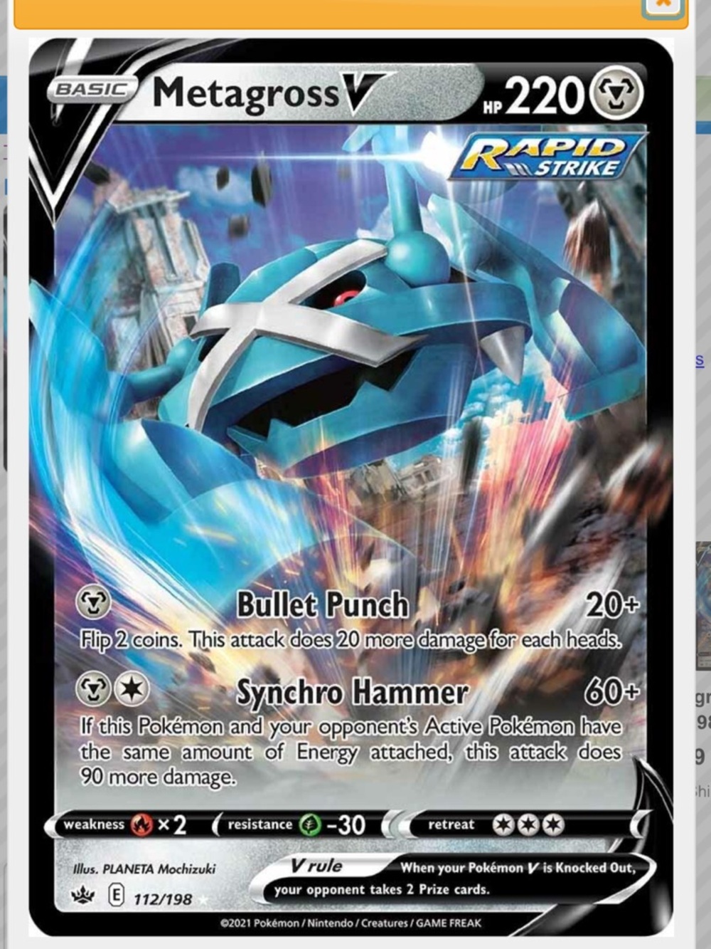 Metagross V #112 Pokemon Chilling Reign